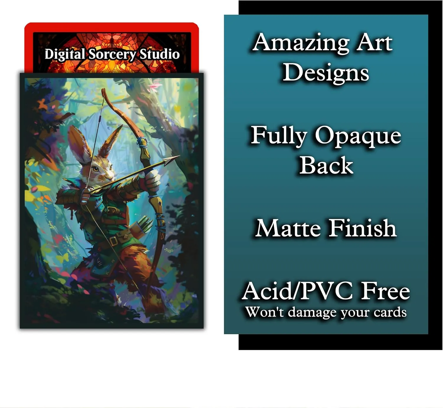 Rabbit Archer Card Game Sleeves – 100 Pack – Compatible with MTG – Perfect for Magic Bloomburrow Commander Decks Like Baylen, Finneas, & Ms Bumbleflower