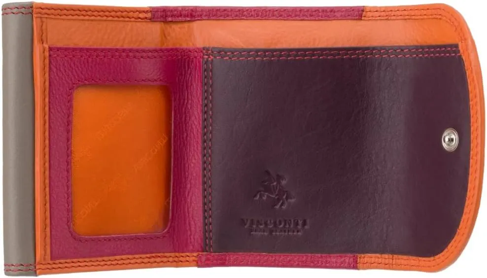 Rainbow Collection Small Leather Purse RFID and Tap and Go RB126 (Orange Multi)