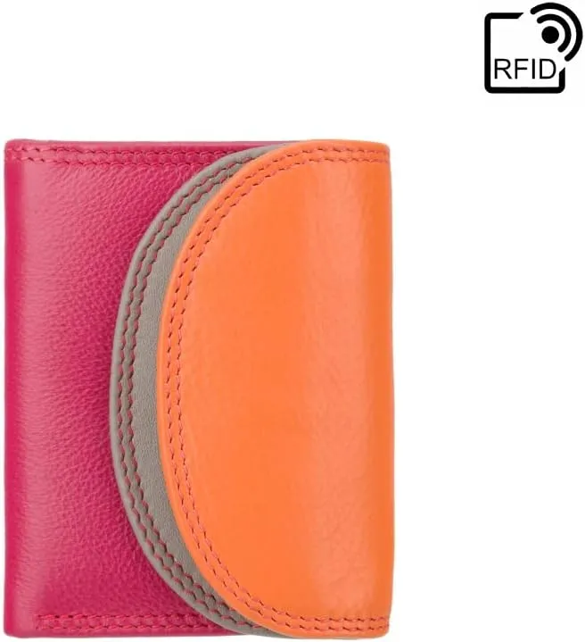 Rainbow Collection Small Leather Purse RFID and Tap and Go RB126 (Orange Multi)