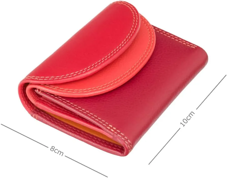 Rainbow Collection Small Leather Purse RFID and Tap and Go RB126 (Red Multi)