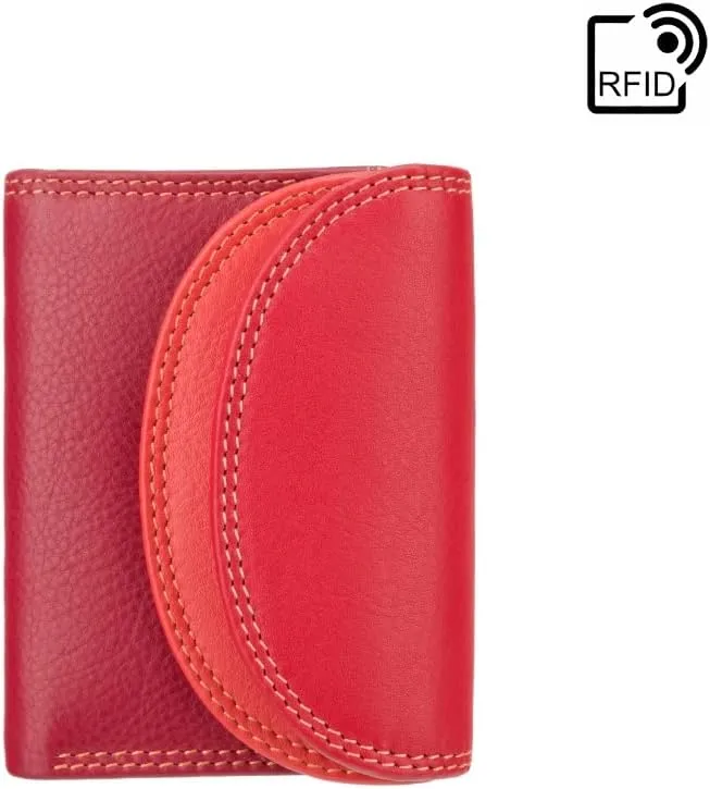 Rainbow Collection Small Leather Purse RFID and Tap and Go RB126 (Red Multi)