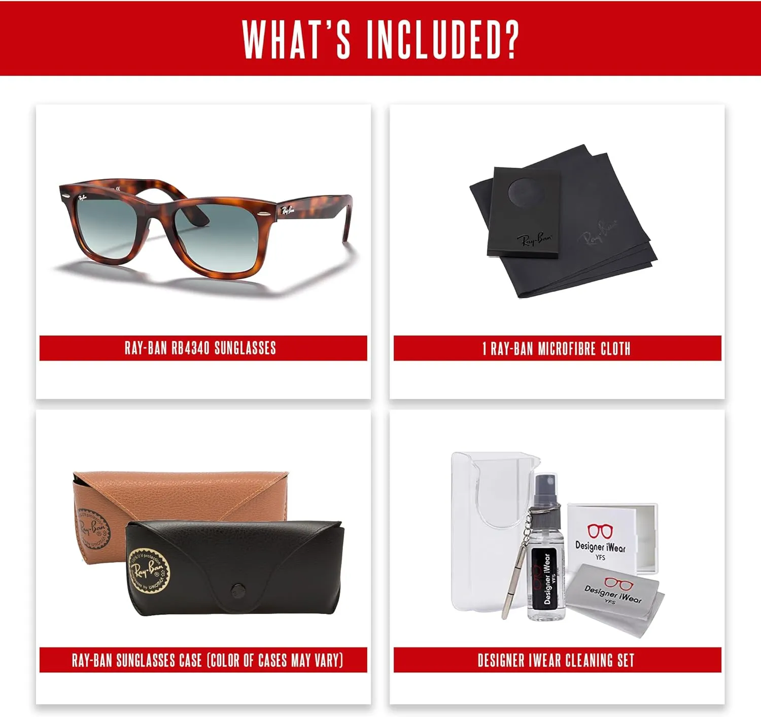 Ray-Ban Rb4340 Wayfarer Ease Square Sunglasses   Bundle with DIW Kit