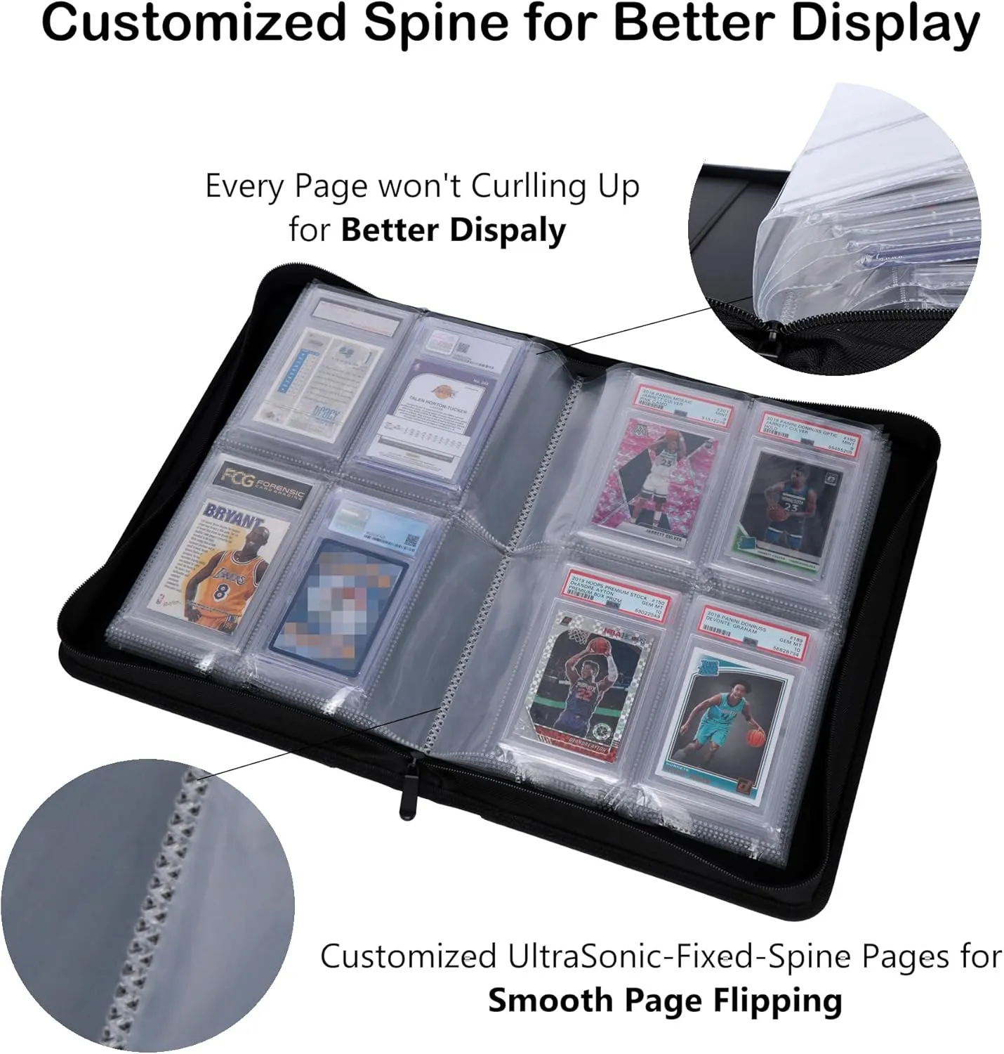 Rayvol PSA-Sized Slab Binder, Graded Card Binder fit 40 PSA Slabs Includes 40 PSA-Sized Sleeves, 4 Pockets Top Loading Graded Card Holder Storage Album