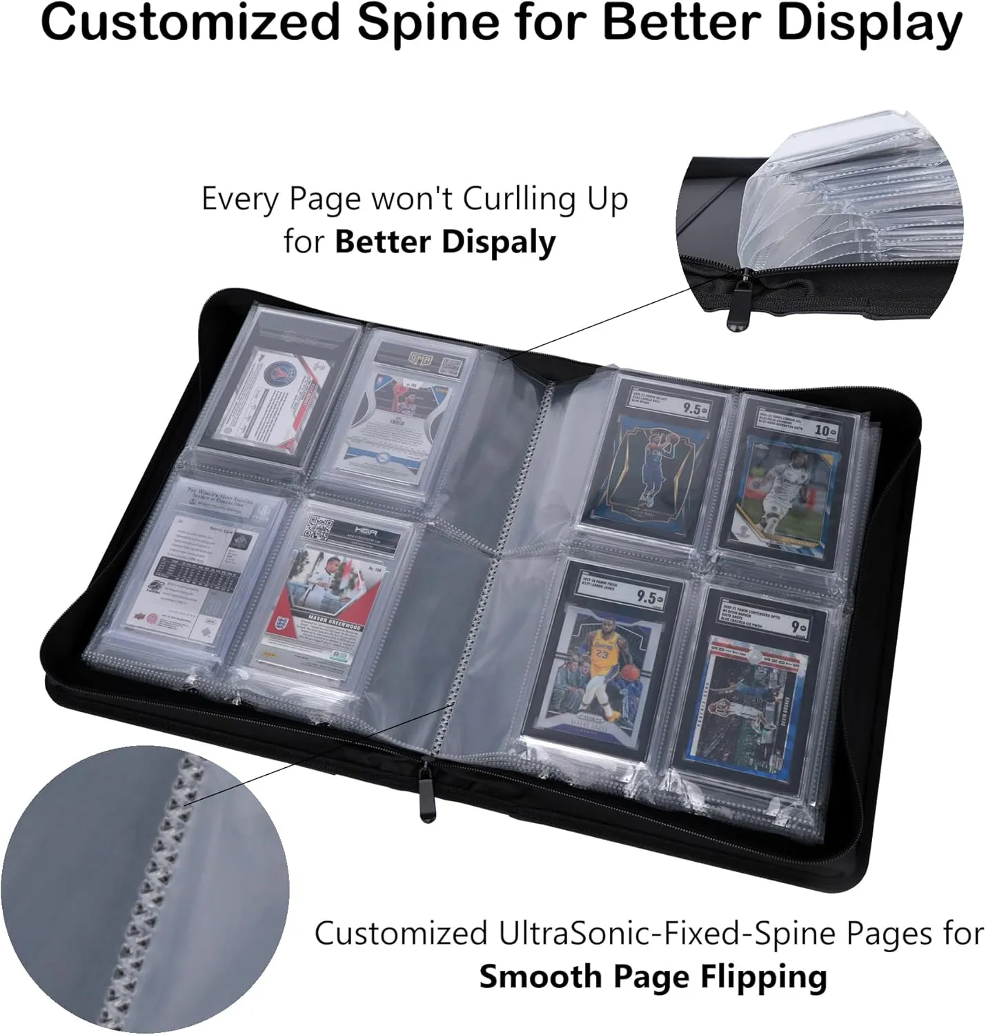 Rayvol SGC-Sized Slab Binder, 4 Pockets Top Loading Card Binder fit 40 SGC Slabs, Graded Card Holder Storage Album
