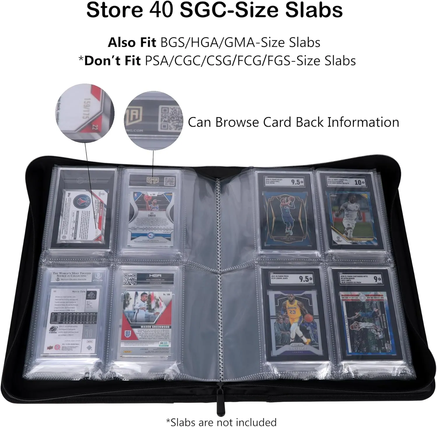 Rayvol SGC-Sized Slab Binder, 4 Pockets Top Loading Card Binder fit 40 SGC Slabs, Graded Card Holder Storage Album