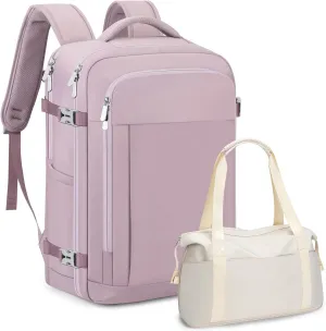RDTGO Travel Backpack For Women, 40L Carry-On Backpack, Airline Approved Personal Item Bag, Waterproof Laptop Backpack with Large Duffel, Casual Daypack for Buisness Gym Weekend Hiking (Pink)