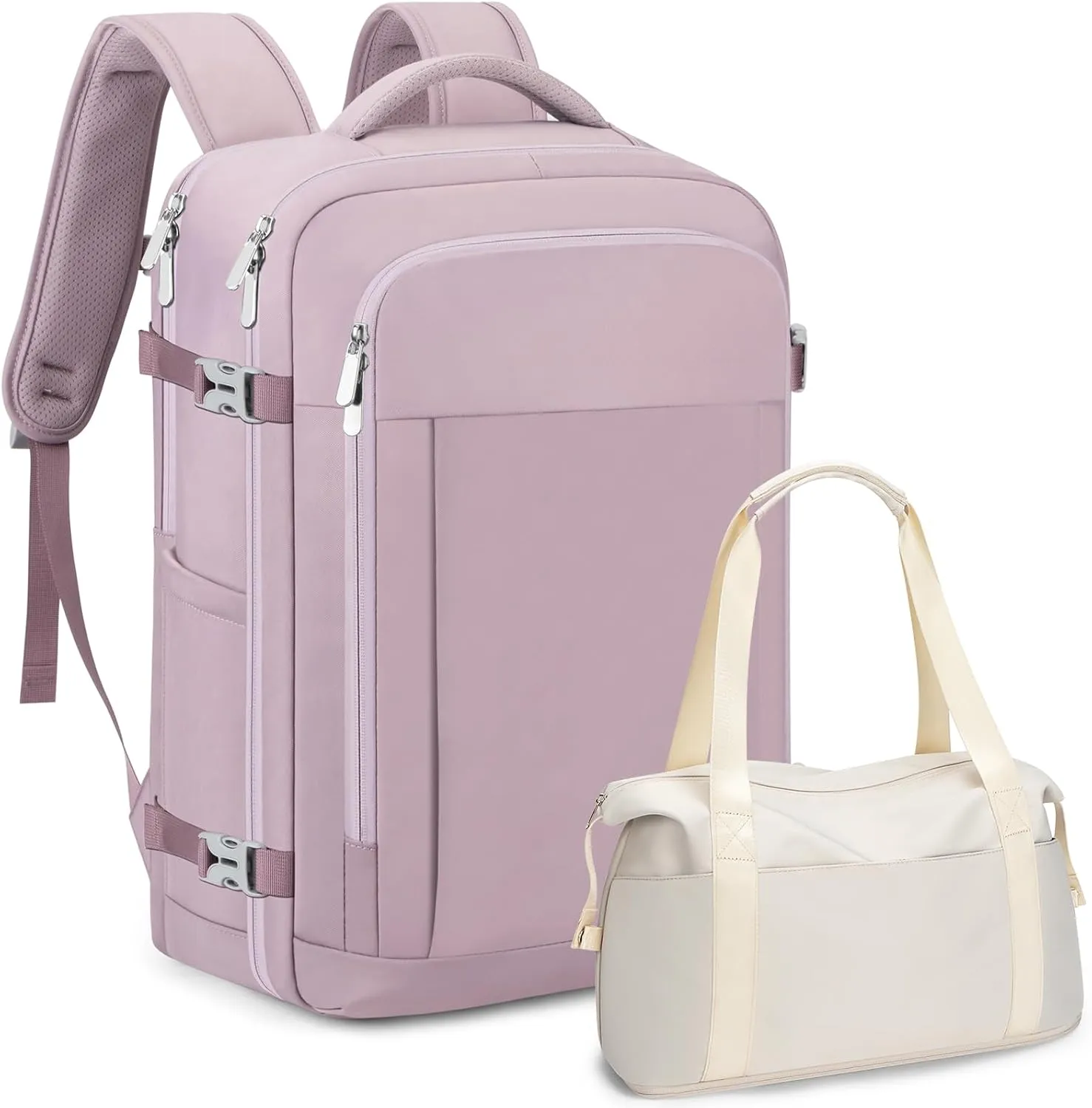 RDTGO Travel Backpack For Women, 40L Carry-On Backpack, Airline Approved Personal Item Bag, Waterproof Laptop Backpack with Large Duffel, Casual Daypack for Buisness Gym Weekend Hiking (Pink)