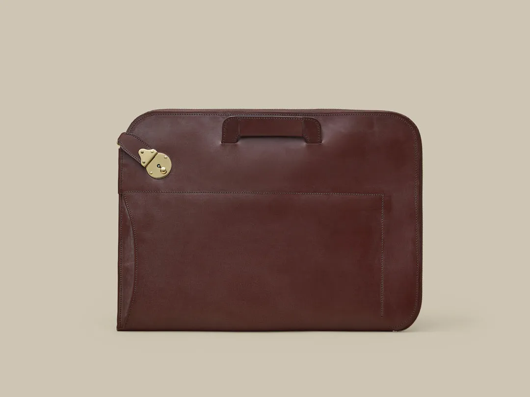 Retractable Handle Portfolio with Lock - Havana