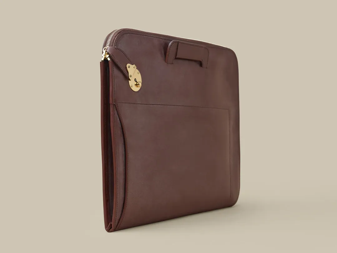 Retractable Handle Portfolio with Lock - Havana