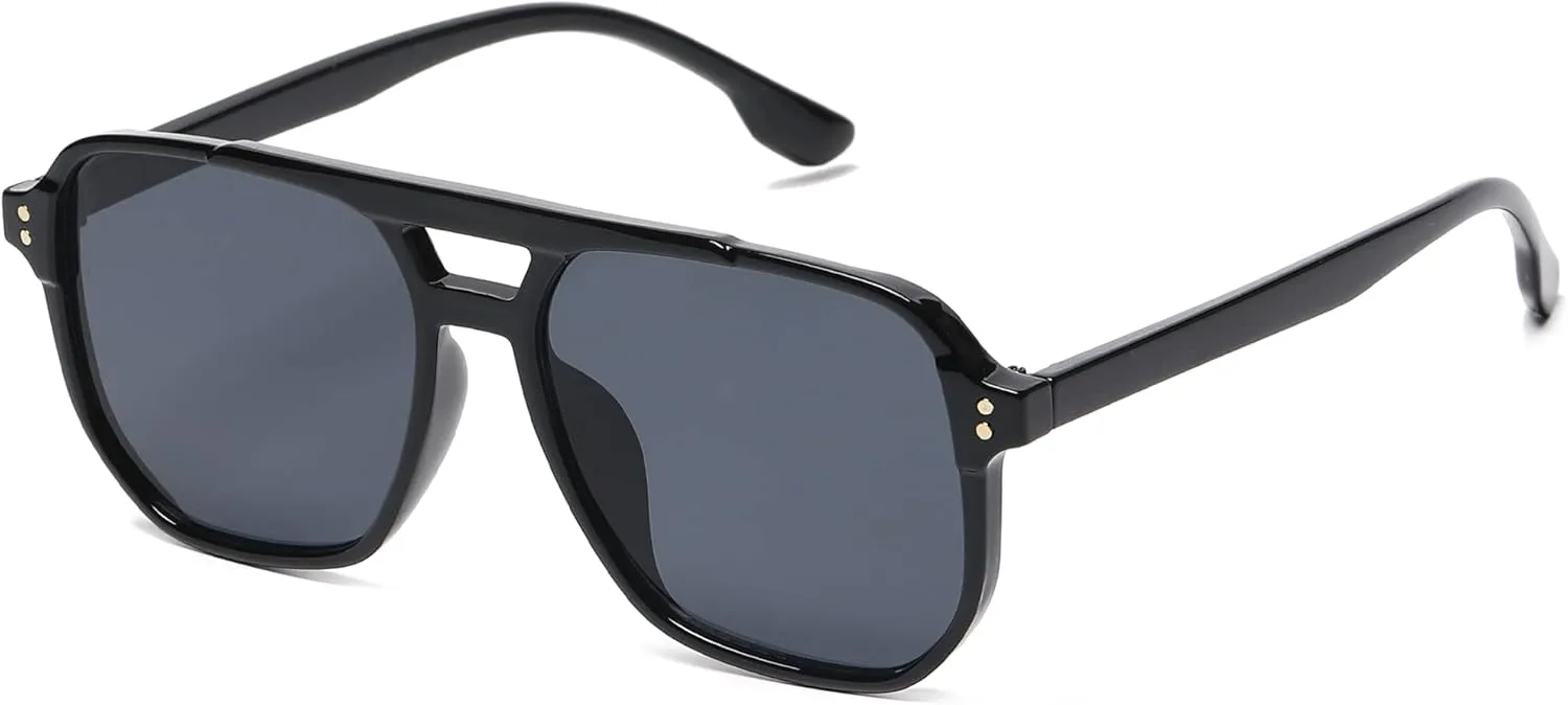 Retro Aviator Sunglasses Men's Women's Square Plastic Frame Sunglasses 70's Classic UV400 UV Blocking Sunglasses