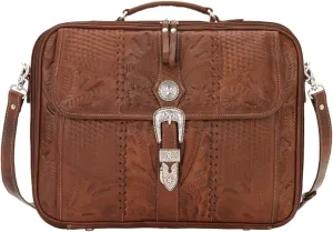 Retro Romance Travel Leather Laptop Briefcase