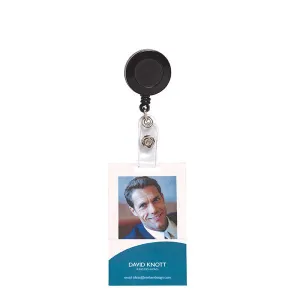 Rexel Id Retractable Card Holder With Strap Black