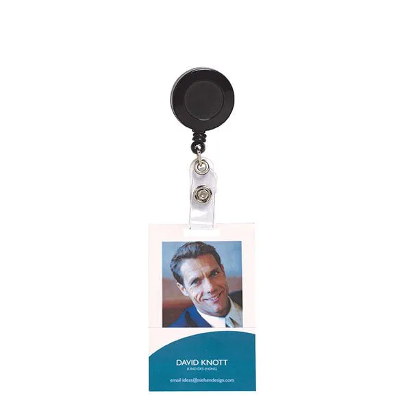 Rexel ID Retractable Card Holder, with Strap, Black
