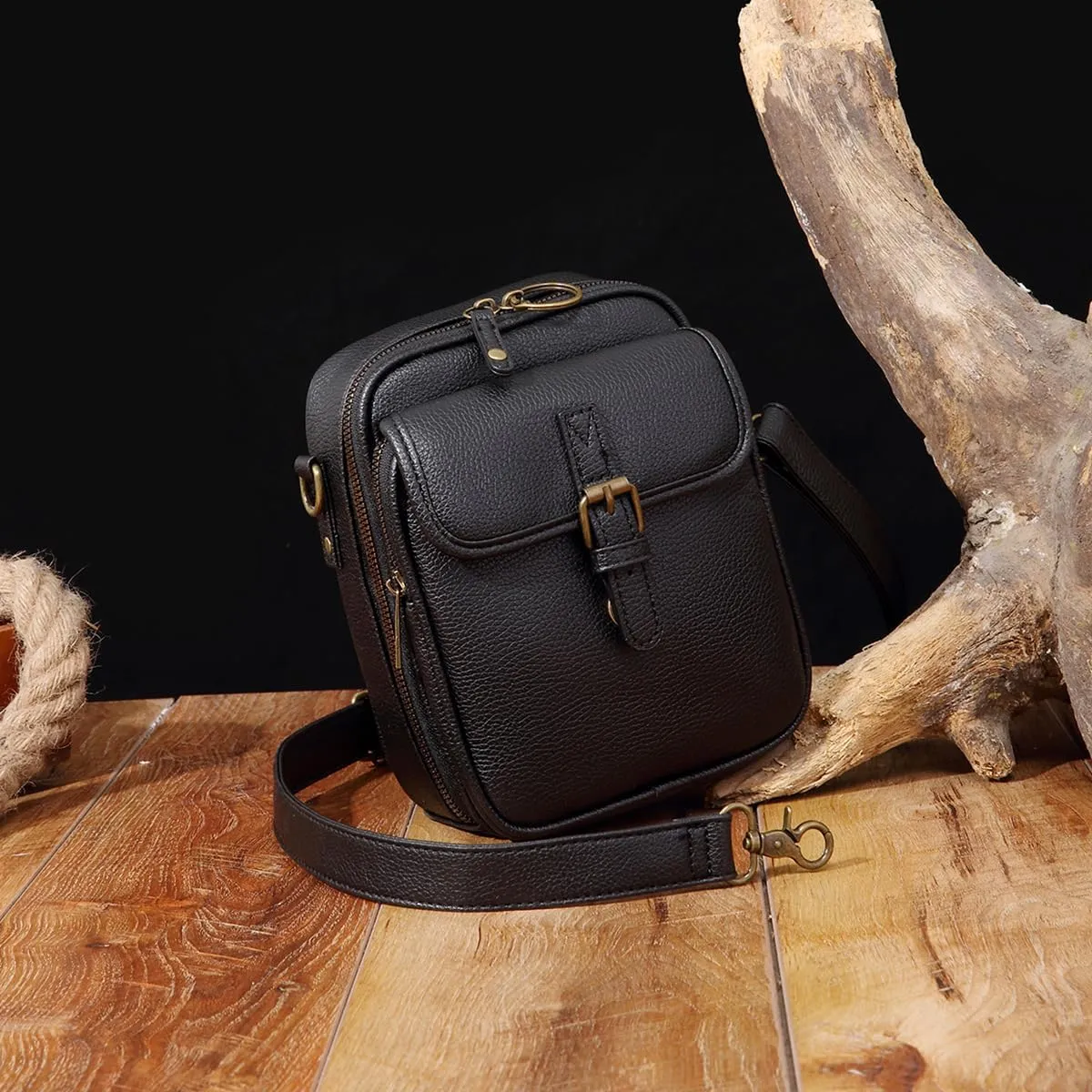 RFID blocking Anti-theft Crossbody Bag Vintage Mini Messenger Bag Travel Waterproof Purse with Built in Wallet