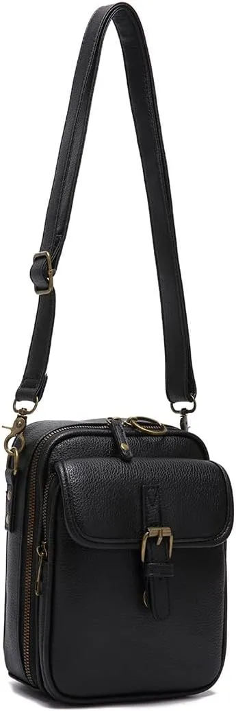 RFID blocking Anti-theft Crossbody Bag Vintage Mini Messenger Bag Travel Waterproof Purse with Built in Wallet