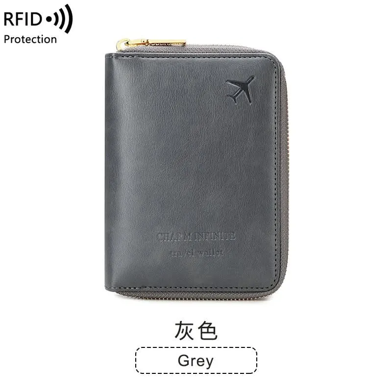 RFID Blocking Passport Holder – Compact Travel Wallet with Zipper