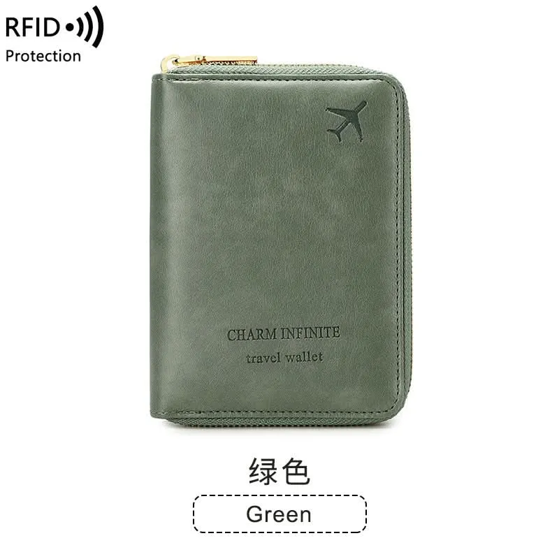 RFID Blocking Passport Holder – Compact Travel Wallet with Zipper