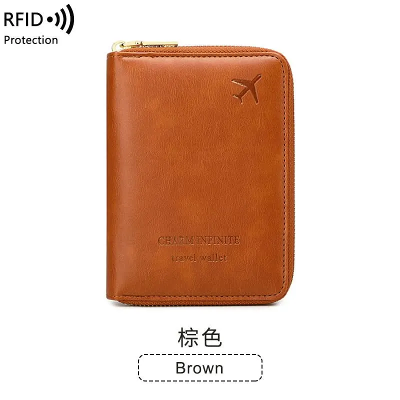 RFID Blocking Passport Holder – Compact Travel Wallet with Zipper