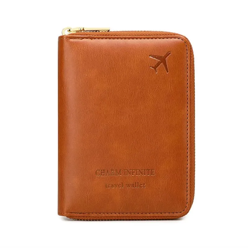 RFID Blocking Passport Holder – Compact Travel Wallet with Zipper