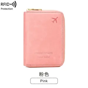 RFID Blocking Passport Holder – Compact Travel Wallet with Zipper