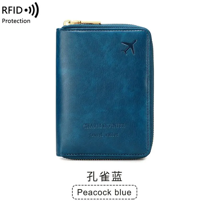 RFID Blocking Passport Holder – Compact Travel Wallet with Zipper