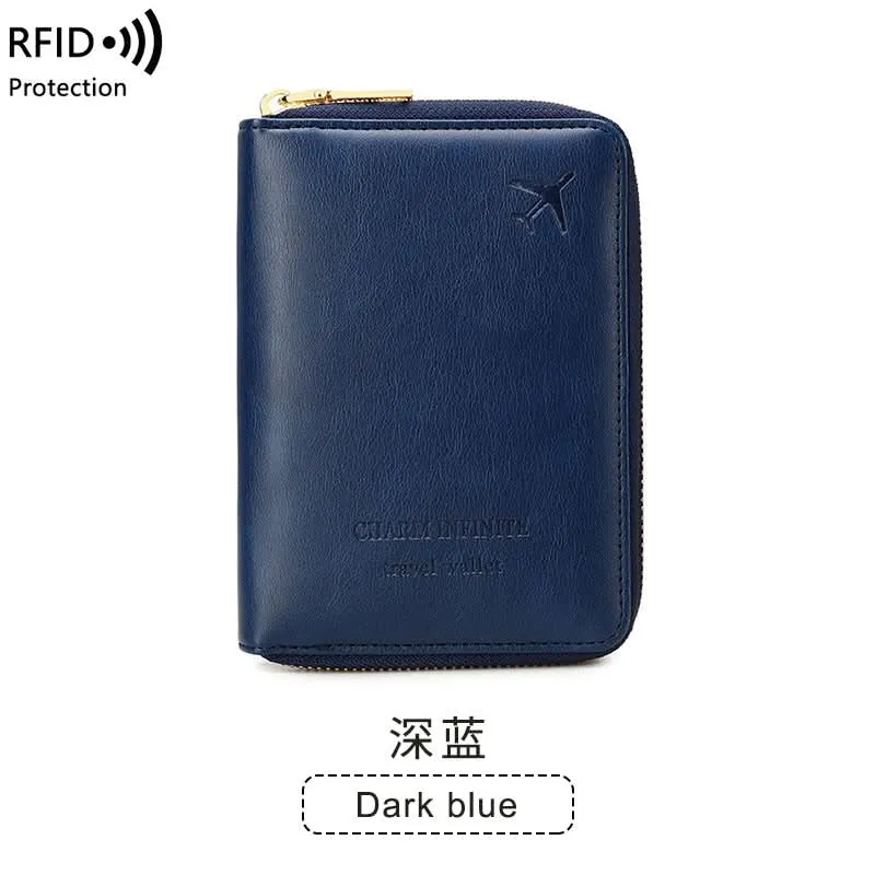 RFID Blocking Passport Holder – Compact Travel Wallet with Zipper