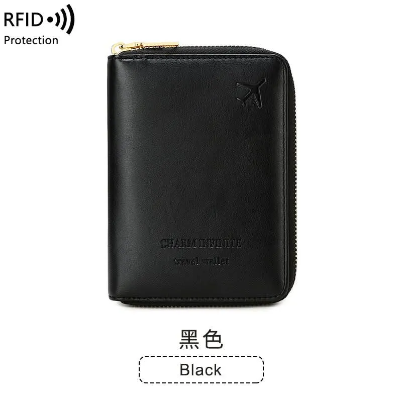 RFID Blocking Passport Holder – Compact Travel Wallet with Zipper
