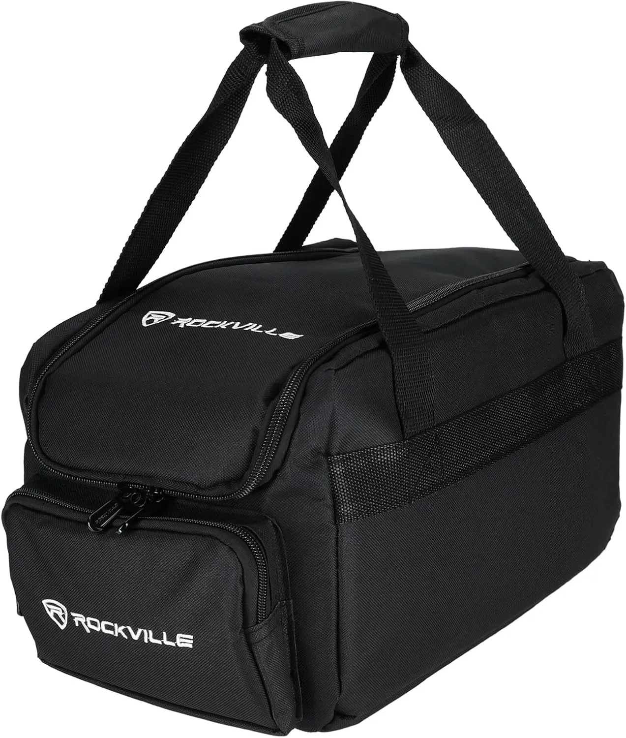 Rockville RLB70 Lighting Bag for 4 Slim Par Lights, Fits ADJ, Padded Compartments, Removable Dividers, External Pockets, Perfect for Mobile DJs and Event Professionals