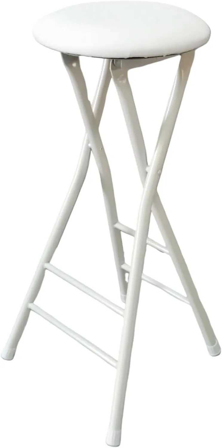 Round Padded Folding High Chiar for Kitchen, Outdoor, Camping, Foldable Bar Stool Backless, Portable Adult Foldable Stool