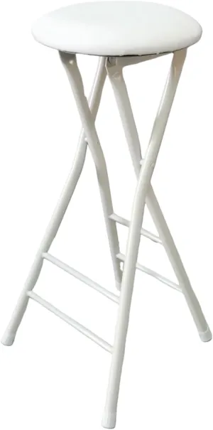 Round Padded Folding High Chiar for Kitchen, Outdoor, Camping, Foldable Bar Stool Backless, Portable Adult Foldable Stool