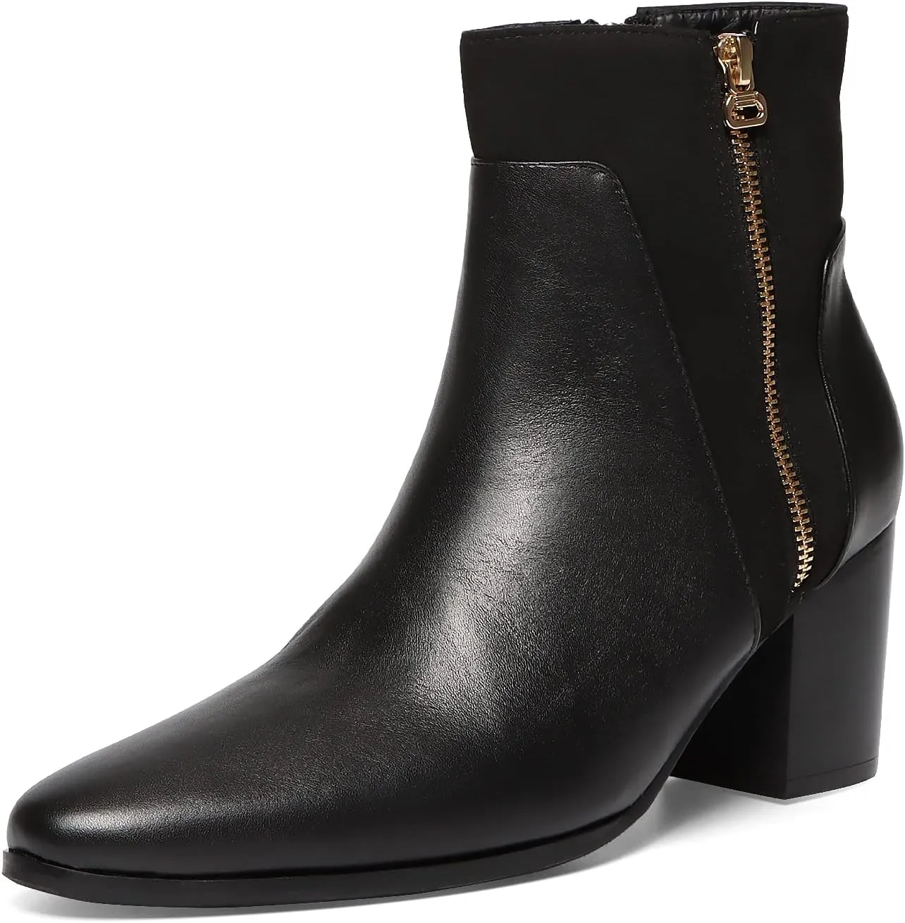Rui Landed Ankle Boot for Men Heeled High Top Chelsea Boots Slip On Style Genuine Leather Dual Side Zipper Taller Shoes Splicing Collar Easy Care Mens Heeled Boots