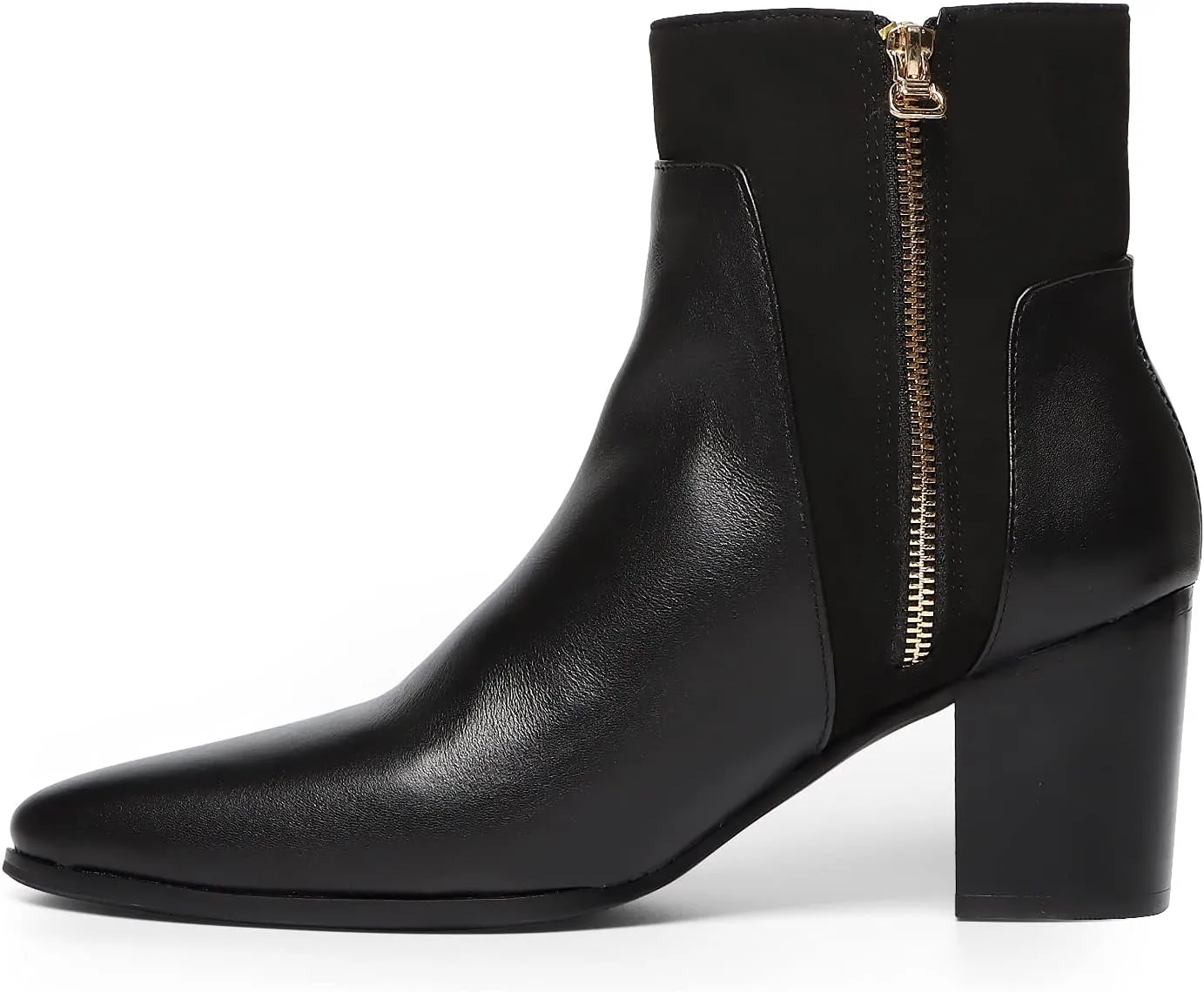 Rui Landed Ankle Boot for Men Heeled High Top Chelsea Boots Slip On Style Genuine Leather Dual Side Zipper Taller Shoes Splicing Collar Easy Care Mens Heeled Boots
