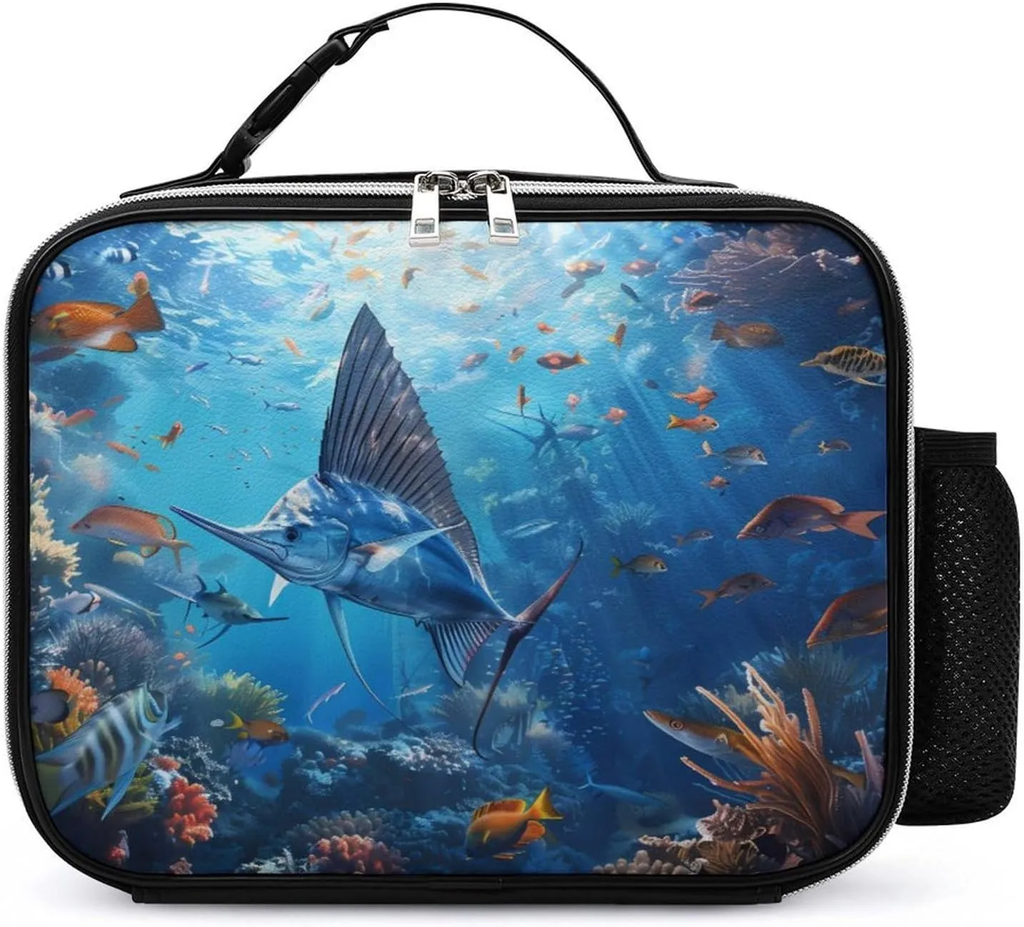 Sailfish Coral Reefs Lunch Bag for Men Women Reusable Lunchbox for Adult Small Insulated Bento Box Tote Bags