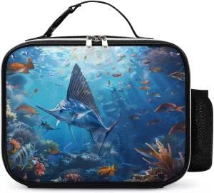 Sailfish Coral Reefs Lunch Bag for Men Women Reusable Lunchbox for Adult Small Insulated Bento Box Tote Bags