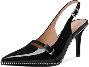 SAMMITOP Women's Slingback High Heels Closed Pointed Toe Beaded Pumps Stilettos Buckle Party Wedding Dance Prom Dressy Comfort Shoes 3.5 Inch