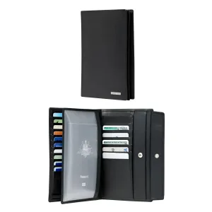 Samsonite DLX Leather Wallet - Compact with 17 RFID Credit Card Slots - Black