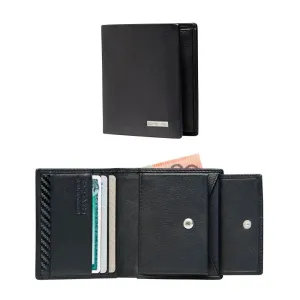 Samsonite DLX Leather Wallet - Slimline with Coin and 3 RFID Credit Card Slots - Black