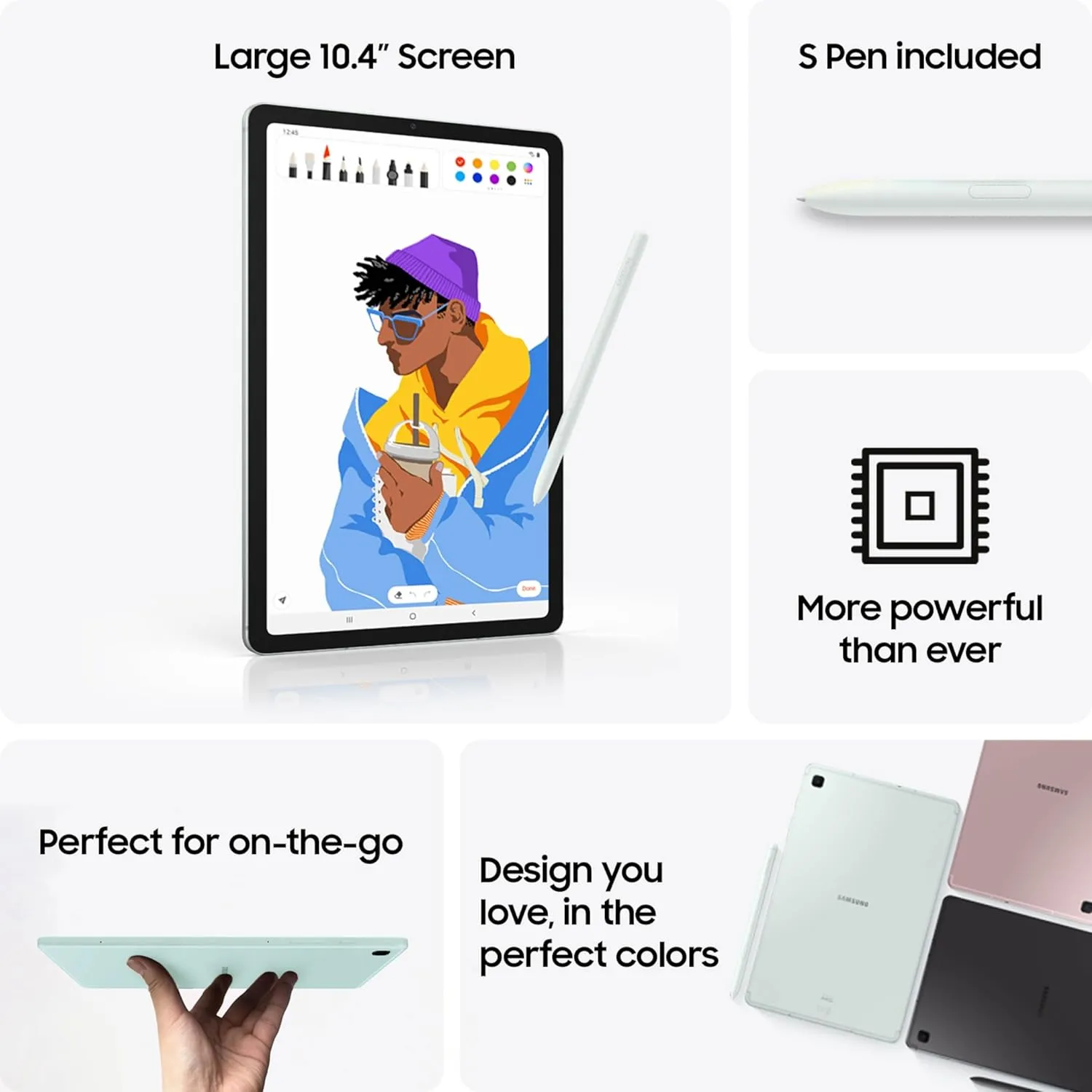 SAMSUNG Galaxy Tab S6 Lite (2024) 10.4' 64GB WiFi Android Tablet, S Pen Included, Gaming Ready, Long Battery Life, Slim Metal Design, Expandable Storage, US Version, Mint, Amazon Exclusive