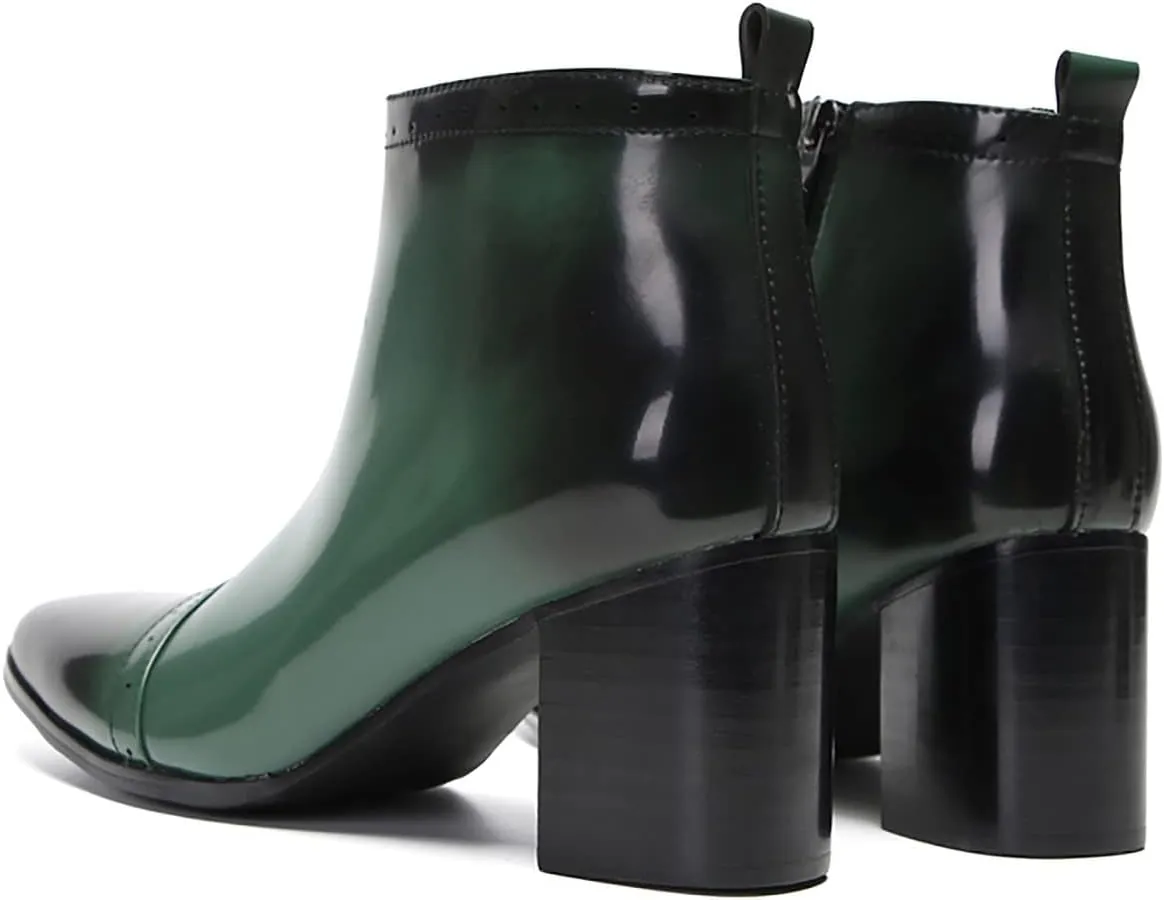 Santimon Mens Chelsea Boots Casual Dress Party Patent Leather Cowboy Boots Zipper On Side Mid Calf Heel Western Boots Fashion Prom Wedding Tuxedo Disoc Ballroom Motorcycle Boots for Men