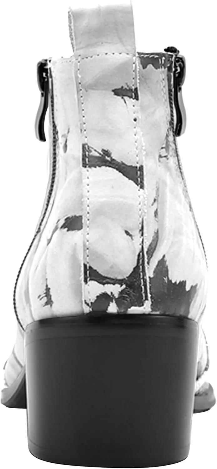 Santimon Mens Chelsea Boots Dress Casual Party Metal Tip Toe Genuine Leather Double Zipper Snake Skin Texture Ankle Boots Fashion Western Cowboy Disco Ballroom Wedding Prom Chukka Boots