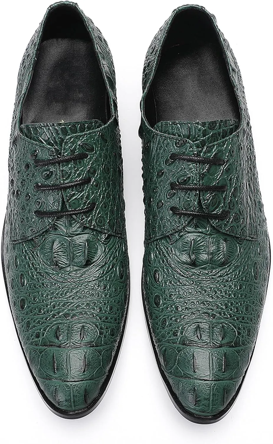 Santimon Men's Genuine Leather Oxfords Dress Shoes - Exotic Crocodile Pattern Lace-Up Formal Shoes, Premium Non-Slip Sole Derby for Business, Wedding and Formal Events