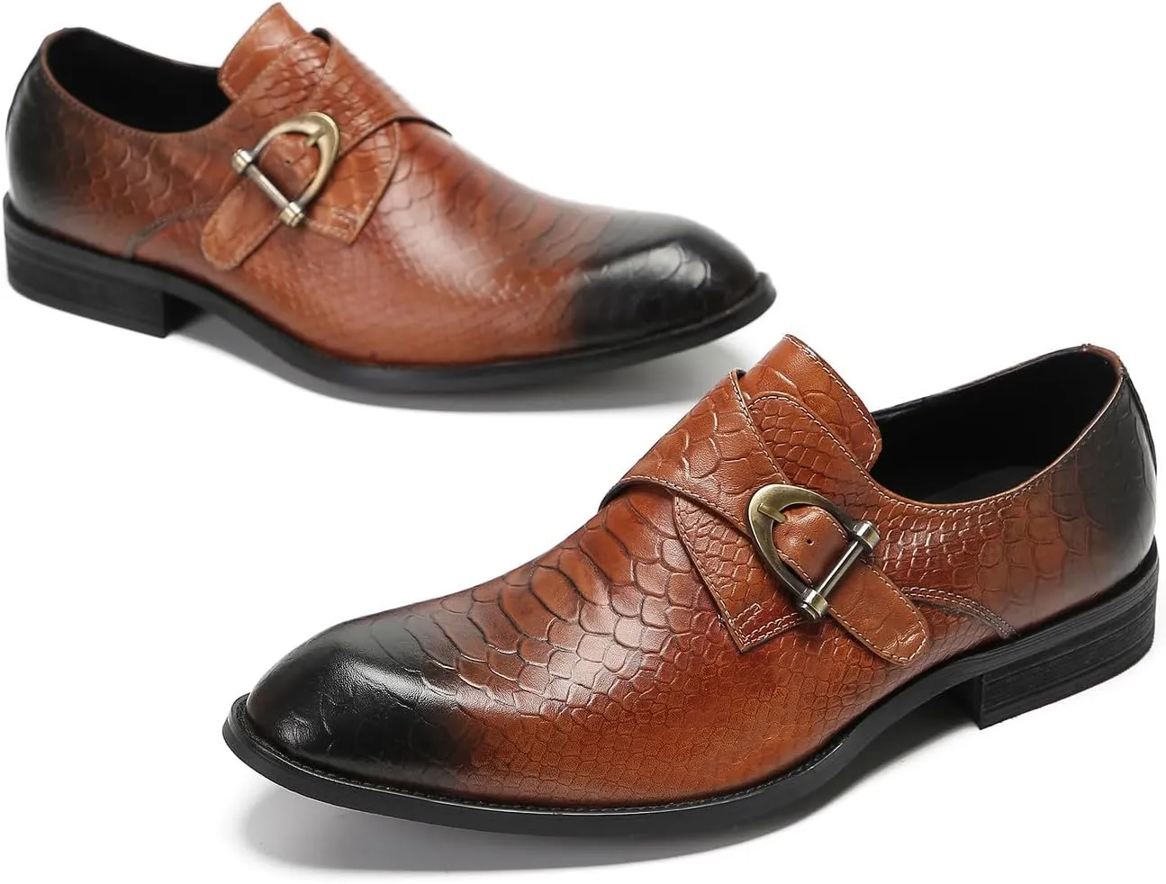 Santimon Mens Loafers Formal Dress Slip On Shoes Leather Wedding Fashion Casual Driving Monk Strap Loafers Business Prom Tuxedo Summer Shoes for Men