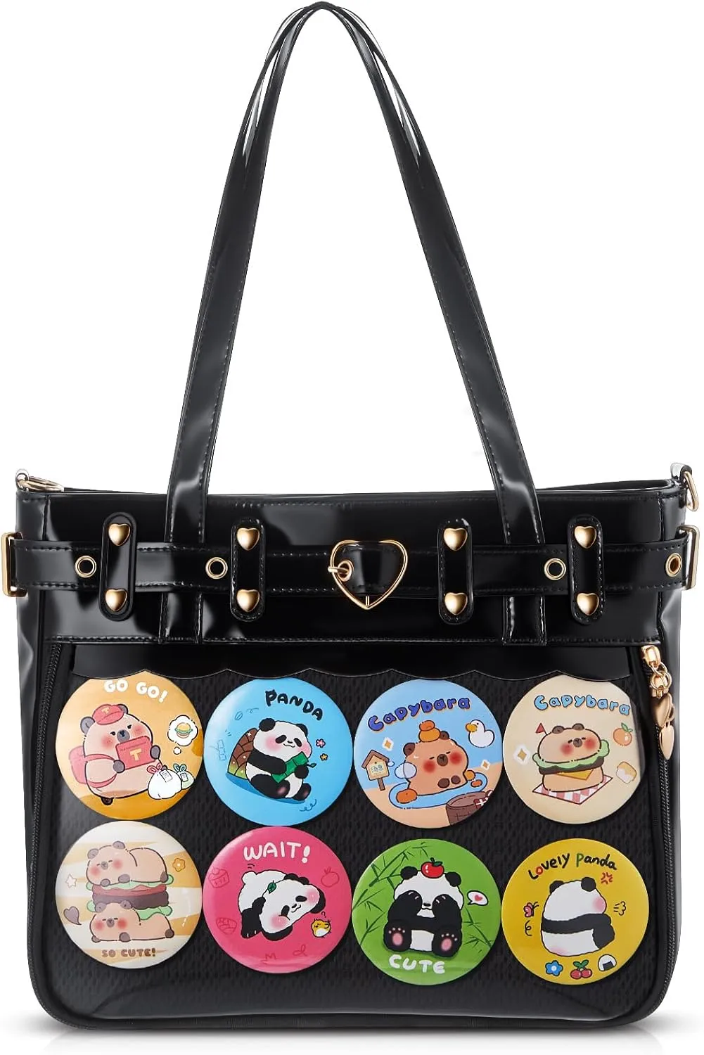 Sanwuta Ita Bag Crossbody Anime Pins Display Messenger Shoulder Bag with Insert Multi Purpose Cute Ita Handbags for Kpop Fan Japanese Anime Cosplay Aesthetic Pin Plush Badge Photocard