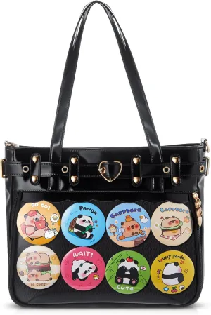 Sanwuta Ita Bag Crossbody Anime Pins Display Messenger Shoulder Bag with Insert Multi Purpose Cute Ita Handbags for Kpop Fan Japanese Anime Cosplay Aesthetic Pin Plush Badge Photocard