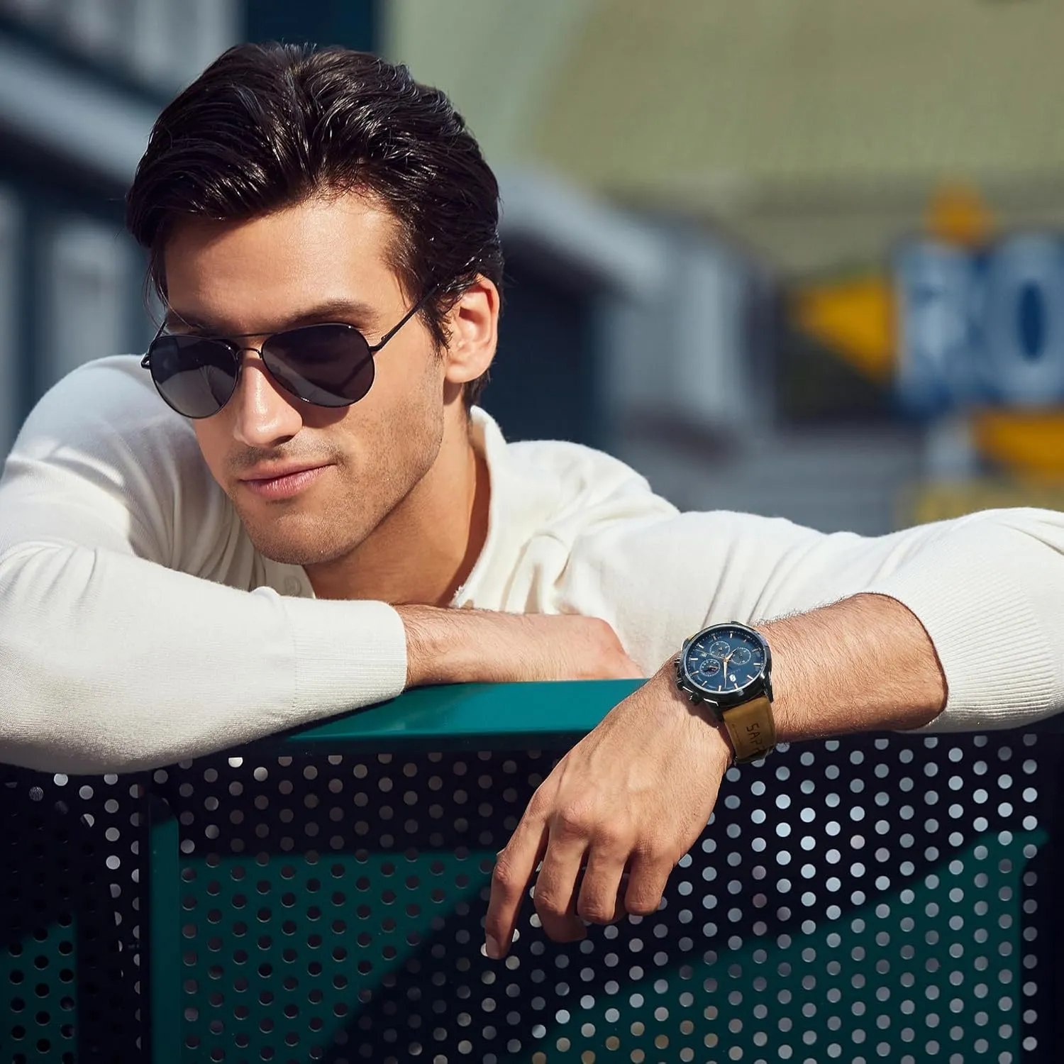 SAPPHERO Mens Watches Watches for Men Analog Watch Waterproof Watch Quartz Chronograph Date Display Leather Band Men's Wrist Watches Casual Business Gifts for Men Fashion Designer Mens Dress Watch