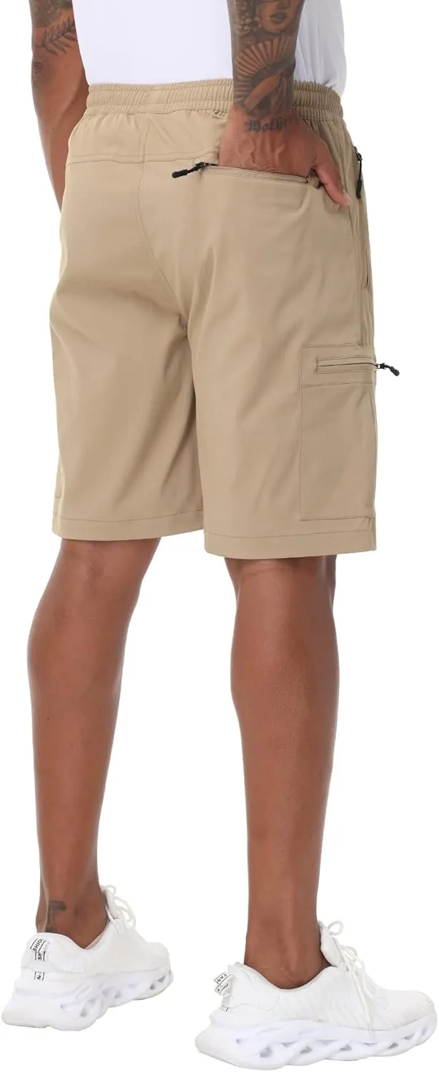 Satankud Men's Cargo Hiking Shorts 9" Lightweight Golf Shorts for Casual Work Travel Outdoor 5 Zipper Pockets