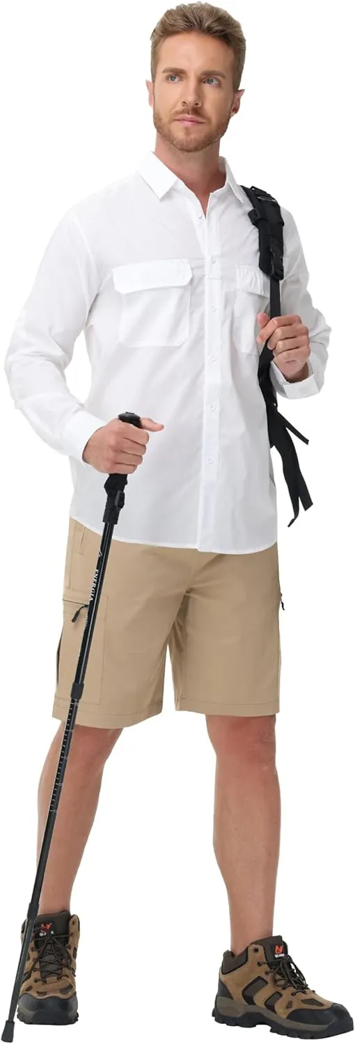 Satankud Men's Cargo Hiking Shorts 9" Lightweight Golf Shorts for Casual Work Travel Outdoor 5 Zipper Pockets