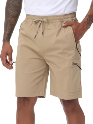 Satankud Men's Cargo Hiking Shorts 9" Lightweight Golf Shorts for Casual Work Travel Outdoor 5 Zipper Pockets