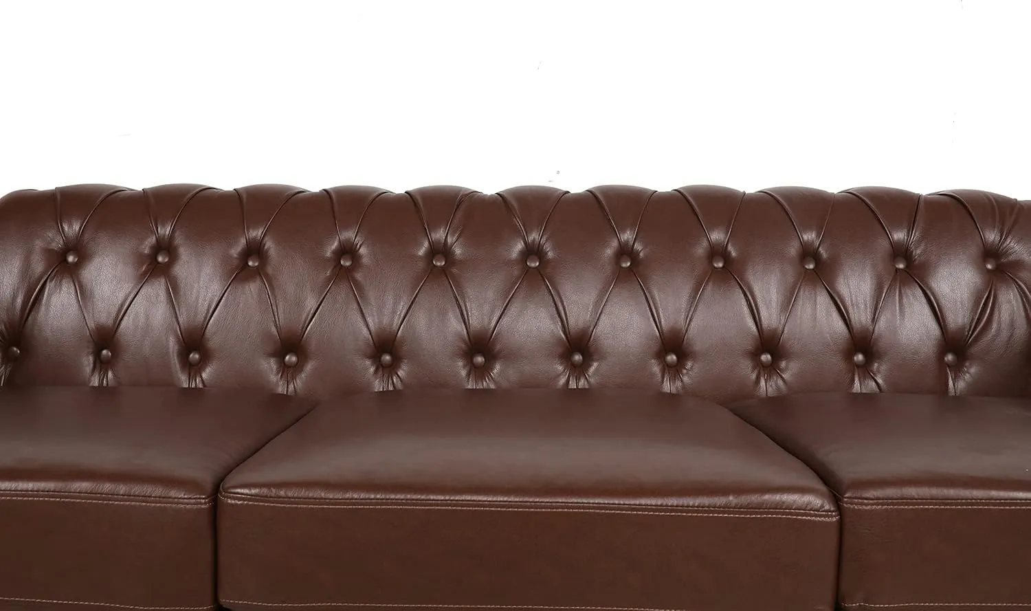 Sectional Modular Sofa Couches, PU Leather Modular Sofa Furniture Set Tufted Cushion Suitable for Small Space Configuration, Office Meeting Room Couch (PU Brown, 1-2-3)