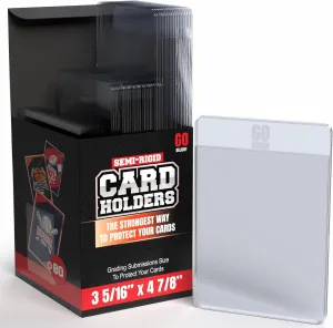 Semi Rigid Card Holders – 160 Bundle - 80 Card Holders for Trading Cards and 80 Soft Sleeves for PSA, SGC, BGS, CSG - Baseball Card Sleeves - 3-5/16" x 4-7/8" Including 1/2" Lip